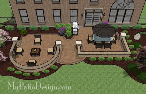 Beautiful Backyard Patio Design with Seat Wall 2