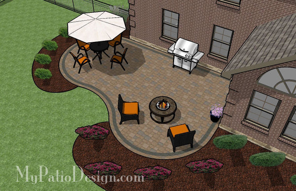 Cozy Curvy Paver Patio Design | Layouts & Material List – MyPatioDesign.com