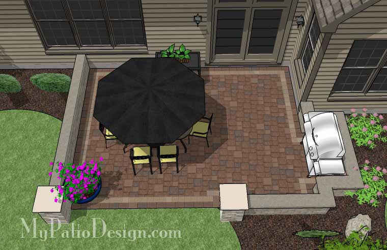 DIY Rectangular Patio Design with Seating Walls 2