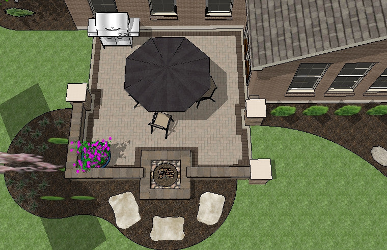 DIY Square Brick Patio Design with Seat Wall and Fire Pit 2
