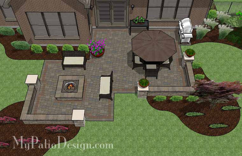 Fun Fire Pit Patio Design with Seat Walls 2