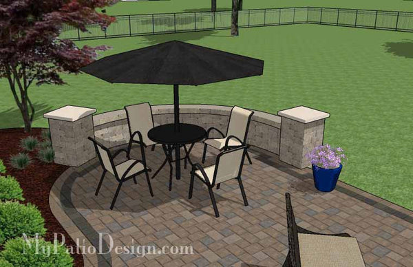 L Shaped Patio Design with Grill Station and Fireplace 5