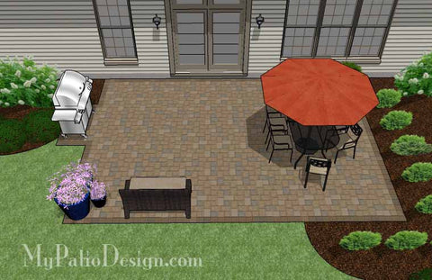 Large Rectangular Paver Patio Design 2