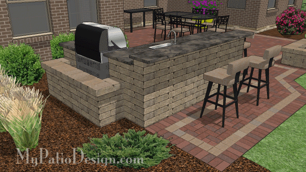 Outdoor Kitchen Design with Refrigerator R36-2