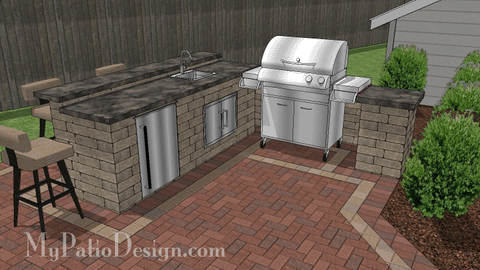 Outdoor Kitchen Design with Refrigerator R60-1