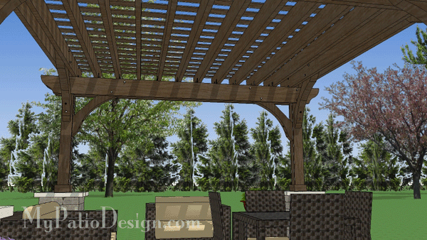 14' x 14' Cedar Pergola Design with Columns #5