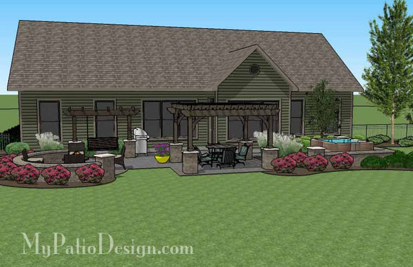 Relaxing Outdoor Living Design with Pergola and Hot Tub 2