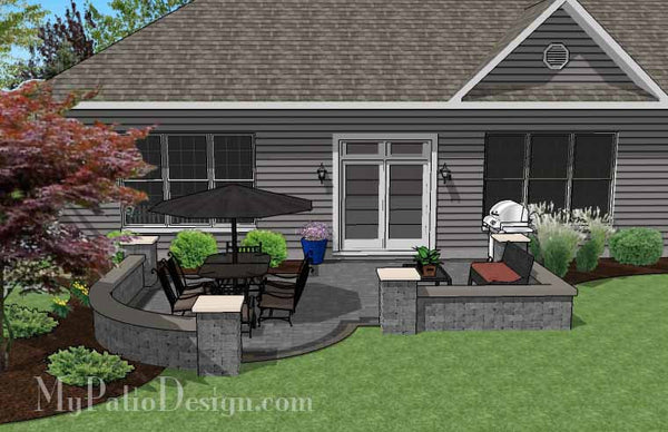 Simple Outdoor Patio Design with Seating Walls | Downloadable Plan ...