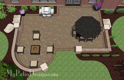 Traditional Patio Design with Seating Wall 2