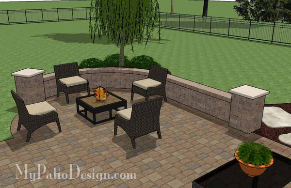 Traditional Patio Design with Seating Wall and Pergola 7