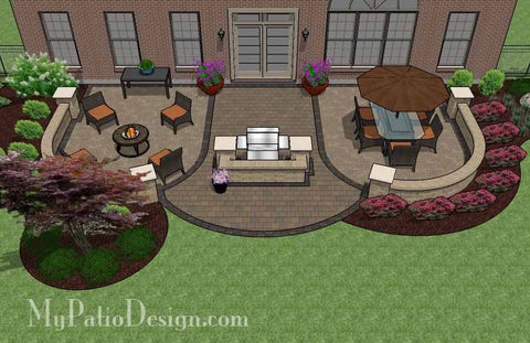 Arcs Patio Design with Grill Station and Seat Wall 2