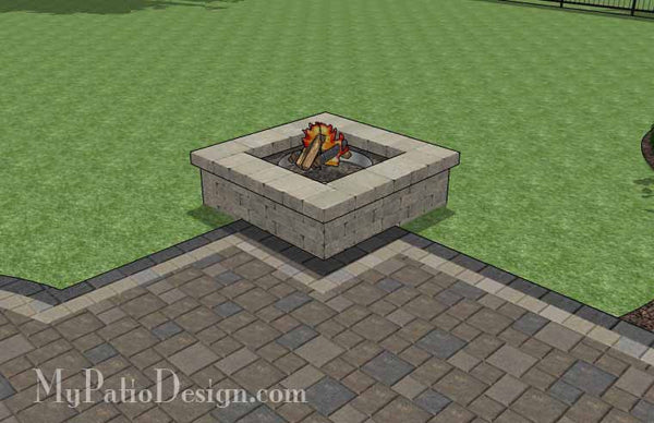 Arcs and Rectangles Patio Design with Seat Wall and Fire Pit 6