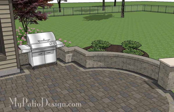 Arcs and Rectangles Patio Design with Seat Wall and Fire Pit 7