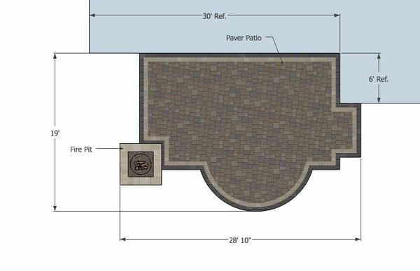 Arcs and Rectangles Patio Design with Fire Pit 1