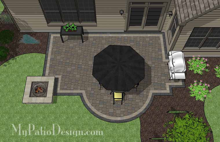 Arcs and Rectangles Patio Design with Fire Pit 2