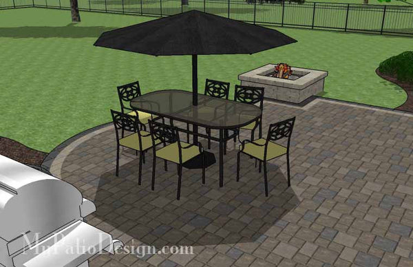 Arcs and Rectangles Patio Design with Fire Pit 5