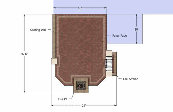 Backyard Brick Patio Design with Fire Pit and Grill Station 1