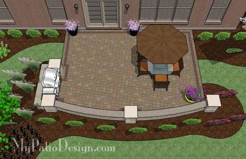 Backyard Patio Design with Grill Station and Seating Wall 2