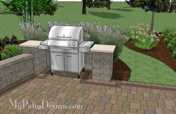 Backyard Patio Design with Grill Station and Seating Wall 6