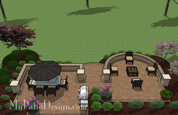 Beautiful Backyard Patio Design with Seat Wall 7
