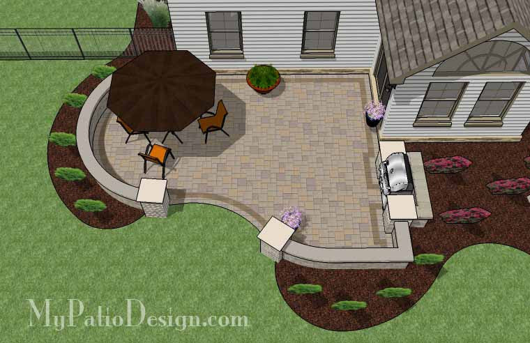 Cheap Backyard Patio Design with Grill Station 2