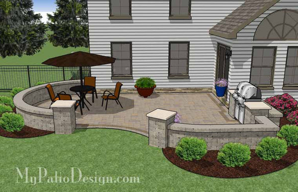 Cheap Backyard Patio Design with Grill Station 3