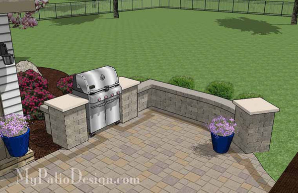 Cheap Backyard Patio Design with Grill Station 7