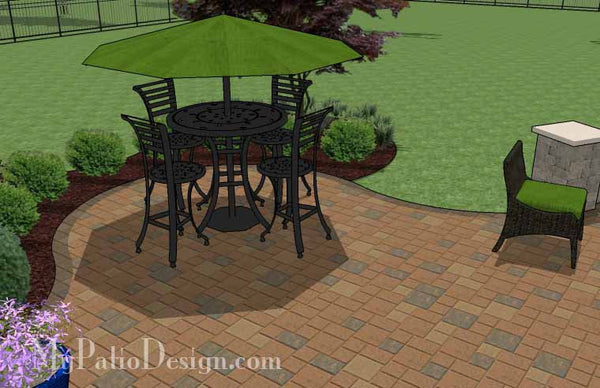 Circles and Curves Patio Design with Seat Wall 7