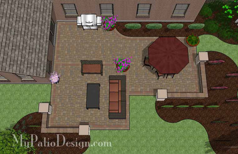 Cobbled Paver Patio Design with Seating Wall 2