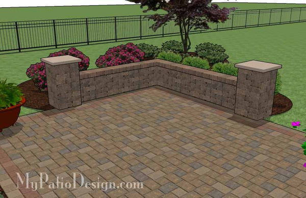 Cobbled Paver Patio Design with Seating Wall 6