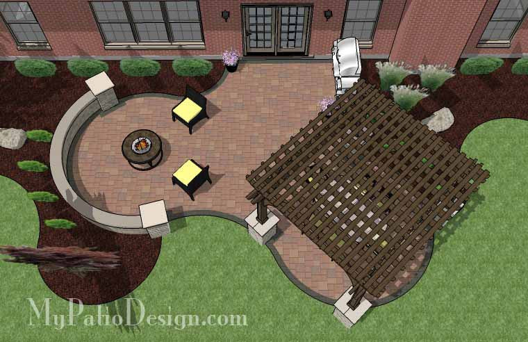 Concrete Paver Patio Design with Pergola 2