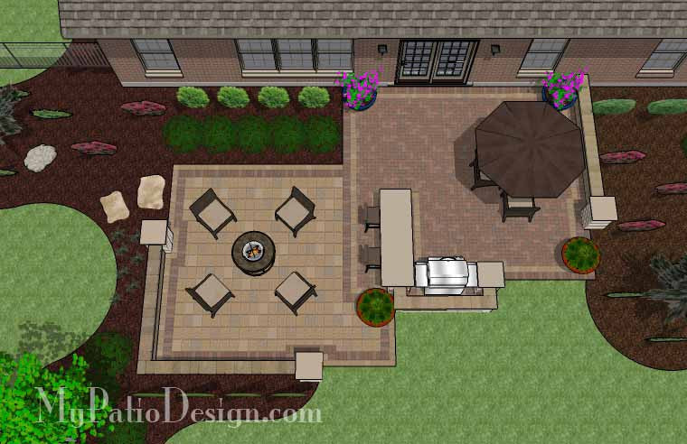 Contrasting Paver Patio Design with Grill Station-Bar 2
