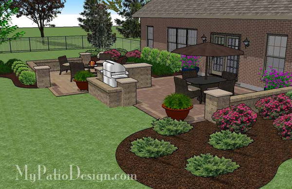 Contrasting Paver Patio Design with Grill Station-Bar 4