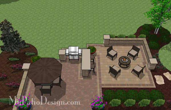 Contrasting Paver Patio Design with Grill Station-Bar 5