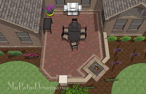 Courtyard Brick Patio Design with Fire Pit and Seat Wall 2