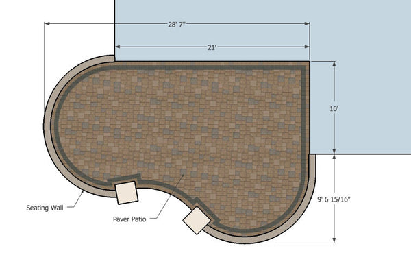 Cozy Curvy Paver Patio Design with Seat Wall 1