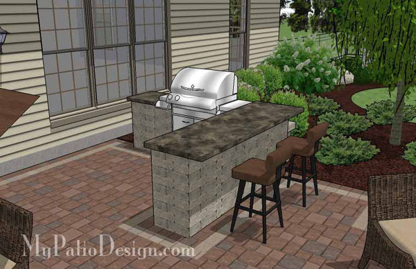 530 sq. ft. Creative Backyard Patio Design with Grill Station Bar MyPatioDesign
