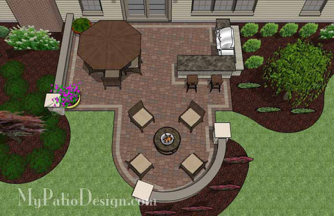 Creative Backyard Patio Design with Seating Wall 2