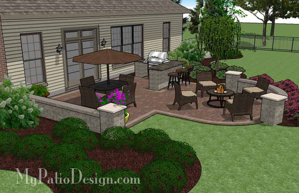 Creative Backyard Patio Design with Seating Wall 3