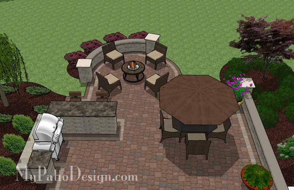 Creative Backyard Patio Design with Seating Wall 5