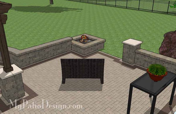 Creative Brick Patio Design with Pergola, Fire Pit and Bar 6