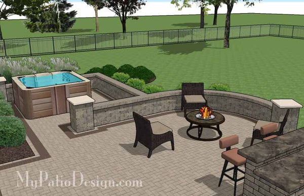 Creative Brick Patio Design with Pergola and Hot Tub 7