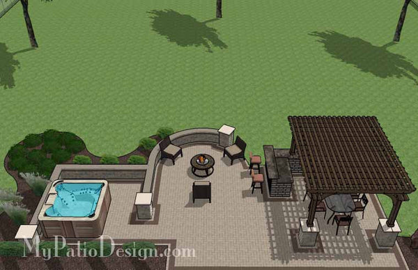 Creative Brick Patio Design with Pergola and Hot Tub 8