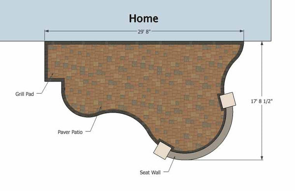 Curvy, Affordable Patio Design with Seat Wall 1