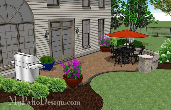 Curvy, Affordable Patio Design with Seat Wall 3