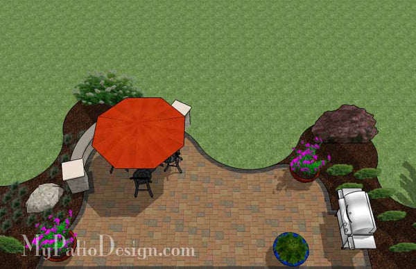 Curvy, Affordable Patio Design with Seat Wall 5