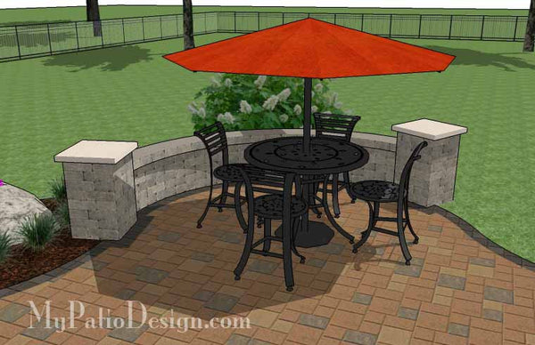 Curvy, Affordable Patio Design with Seat Wall 6
