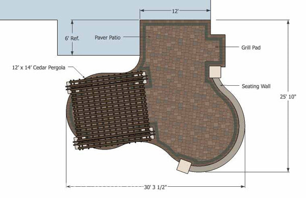 Curvy Backyard Patio Design with Pergola 1