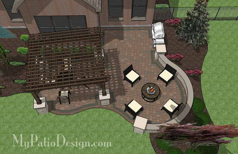 Curvy Backyard Patio Design with Pergola 2