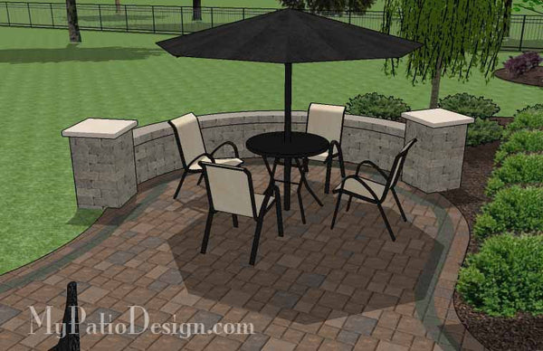 Curvy Backyard Patio Design with Seat Wall 5